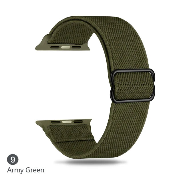 Scrunchie Adjustable Elastic Nylon Apple Watch Bands For All Series Army Green Watch Accessories - VivaStraps