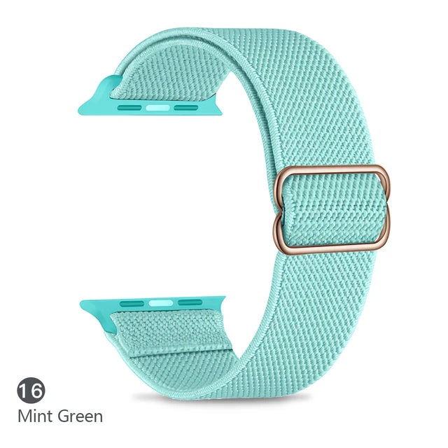 Scrunchie Adjustable Elastic Nylon Apple Watch Bands For All Series mint green Watch Accessories - VivaStraps