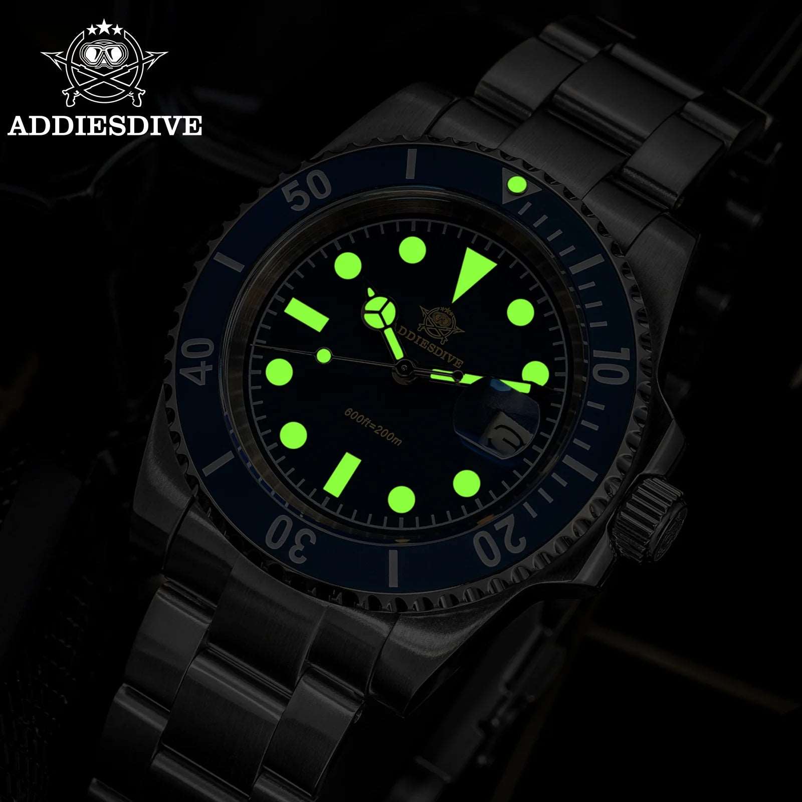 Addiesdive Retro Submariner Ceramic Bezel Quartz Diving 200m Luminous 41mm Watches - ADDIESDIVE