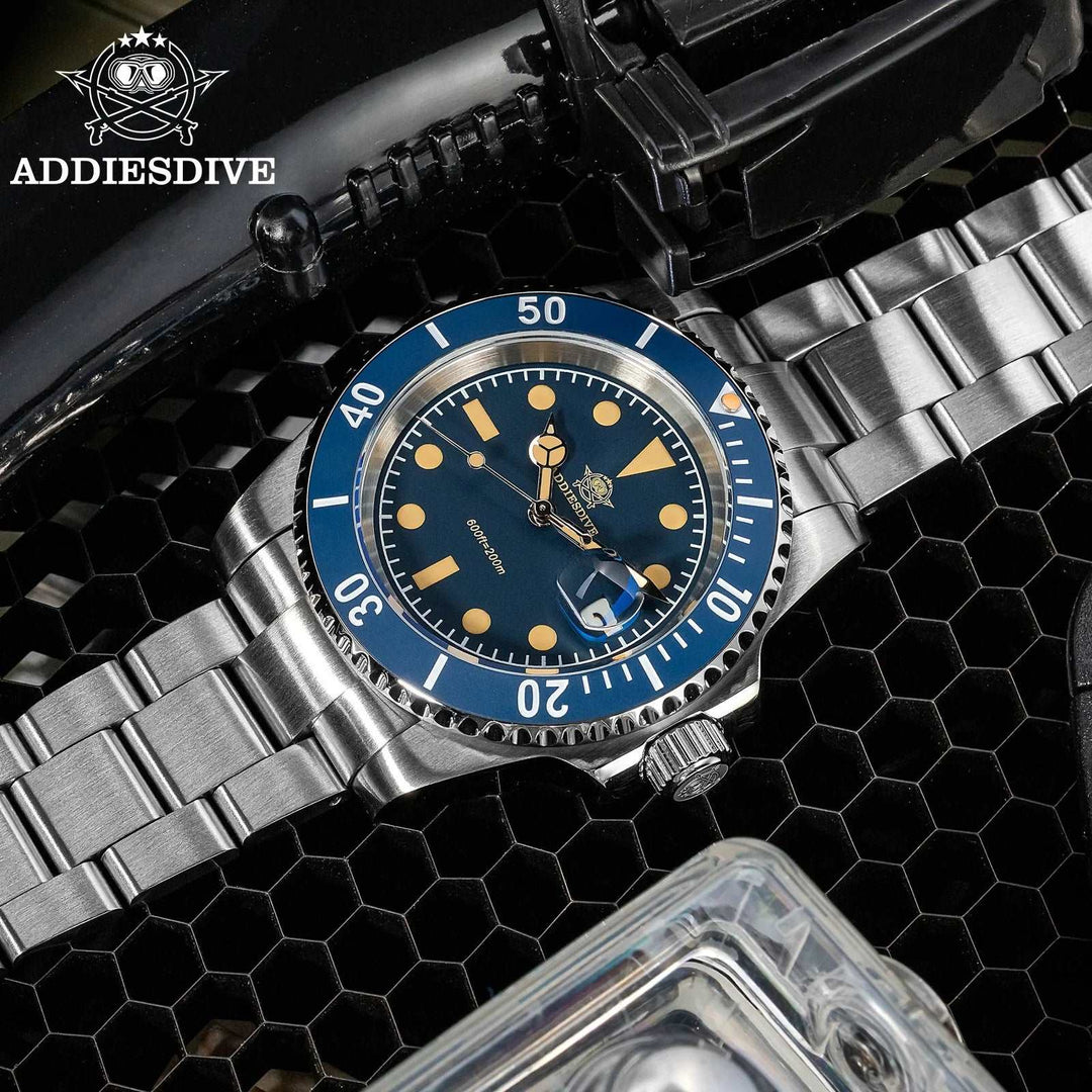 Addiesdive Retro Submariner Ceramic Bezel Quartz Diving 200m Luminous 41mm Watches - ADDIESDIVE