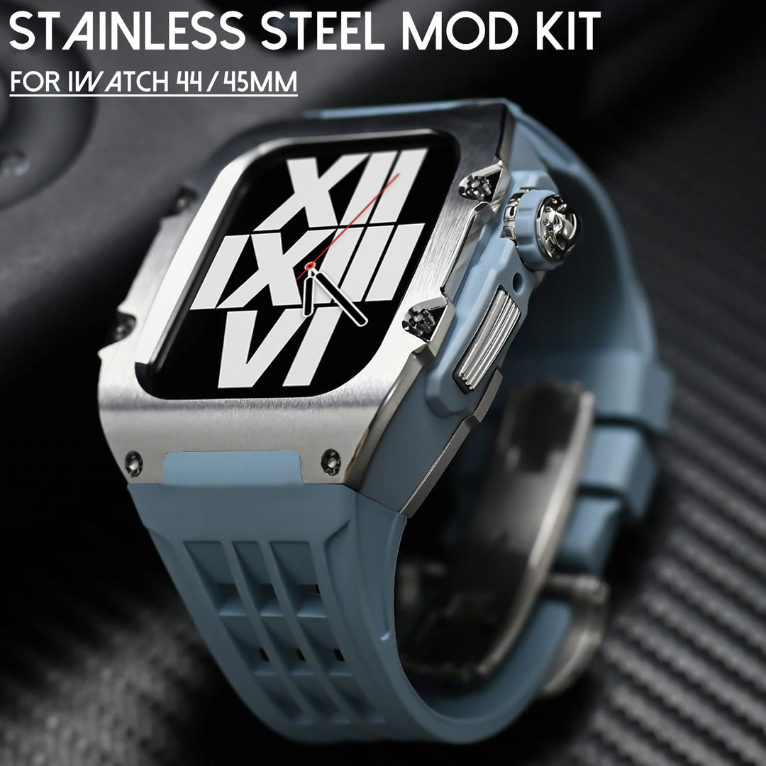 Elite Stainless Steel Case Mod Kit for Apple Watch 44/45 MM - Viva Timepiece