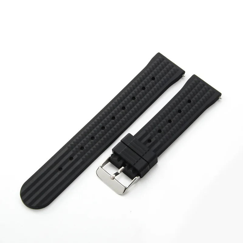 Premium Soft Rubber Waffle Universal Replacement Watch Band Viva Timepiece black 22mm  - 1005005993555163-black-22mm