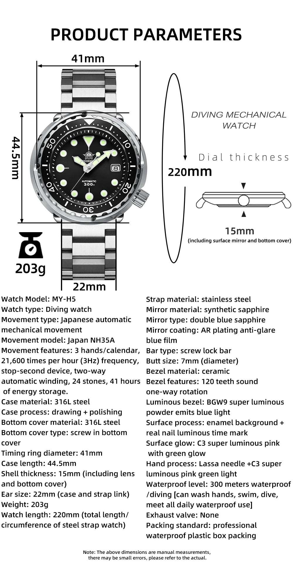 Addiesdive Tuna MY-H5 300M Automatic NH35 Diver Homage Watch Watches - Addiesdive