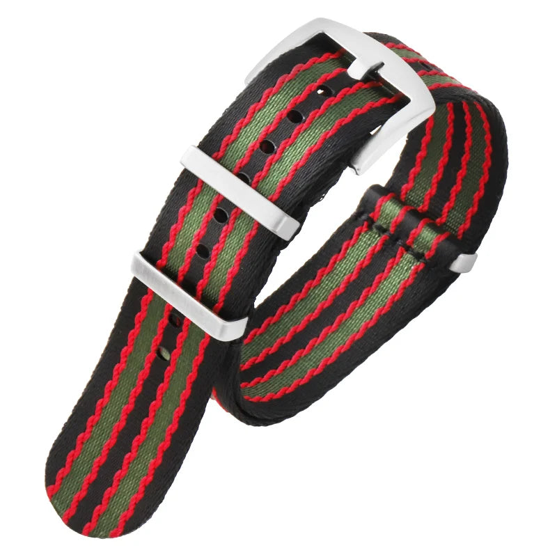 Premium Soft Nylon Universal 007 Replacement Watch Band Viva Timepiece A16. Black red green 22mm  - 1005002460521364-A16. Black red green-22mm