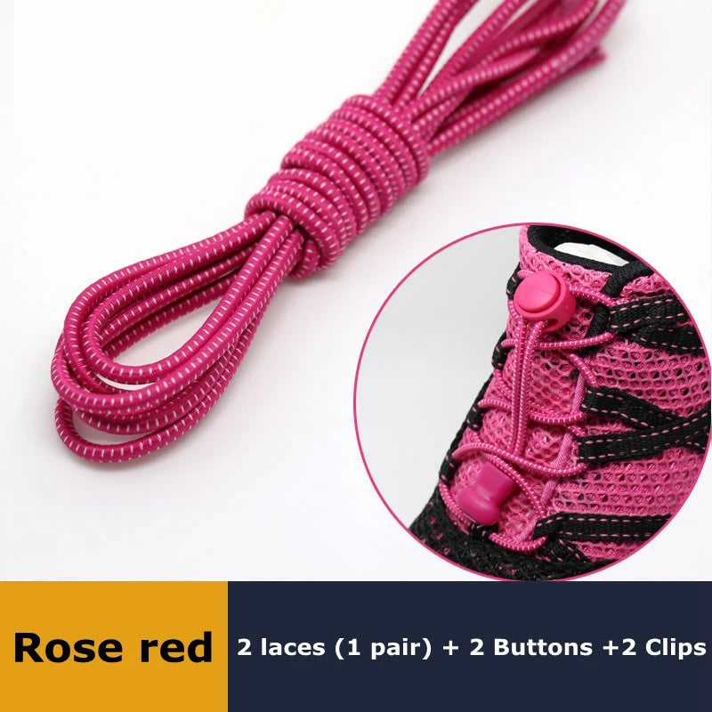 SMATLELF Quick Lace No Tie Shoelaces – 23 Colors Viva Timepiece Rose red 100cm  - 33019515033-Rose red-100cm-CHINA