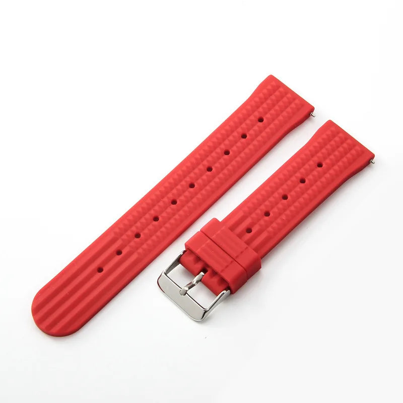 Premium Soft Rubber Waffle Universal Replacement Watch Band Viva Timepiece red 22mm  - 1005005993555163-red-22mm