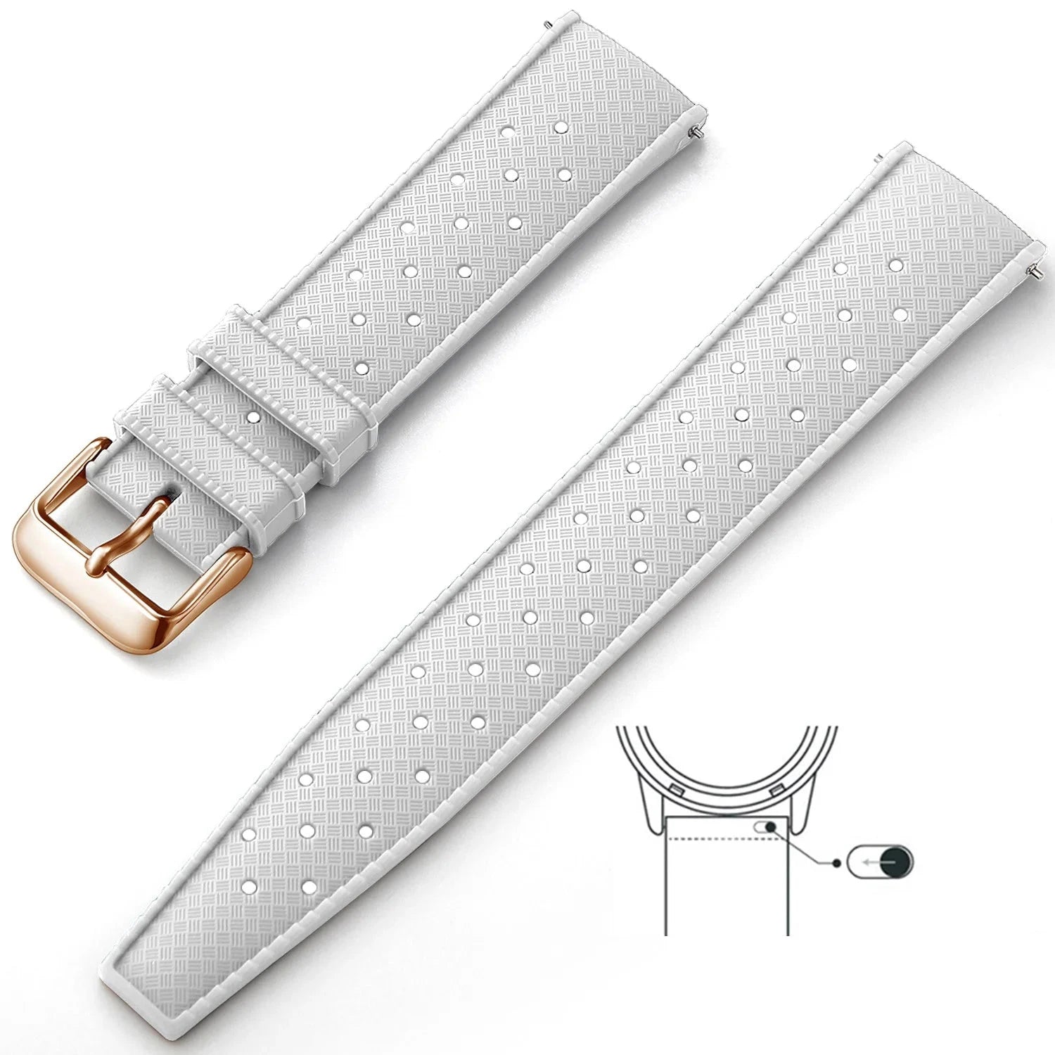 Tropical Silicone Strap Quick Release Watch Strap for Oris Seiko Citizen Viva Timepiece White Rose Gold 20mm  - 1005004596402654-White Rose Gold-20mm