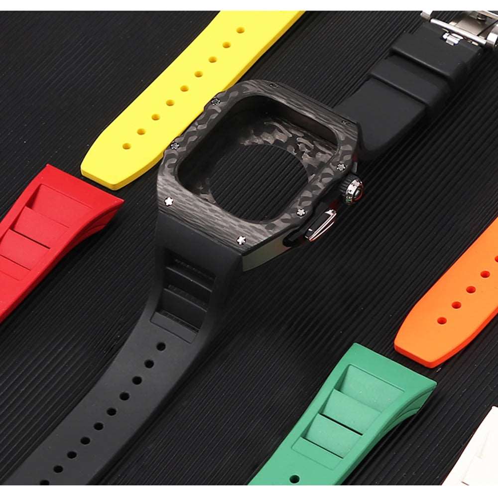 Luxury Carbon Fiber Case and Strap Mod Kit for Apple Watch Series 10 Watch Accessories - Viva Timepiece