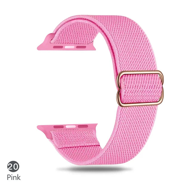 Scrunchie Adjustable Elastic Nylon Apple Watch Bands For All Series Pink Watch Accessories - VivaStraps