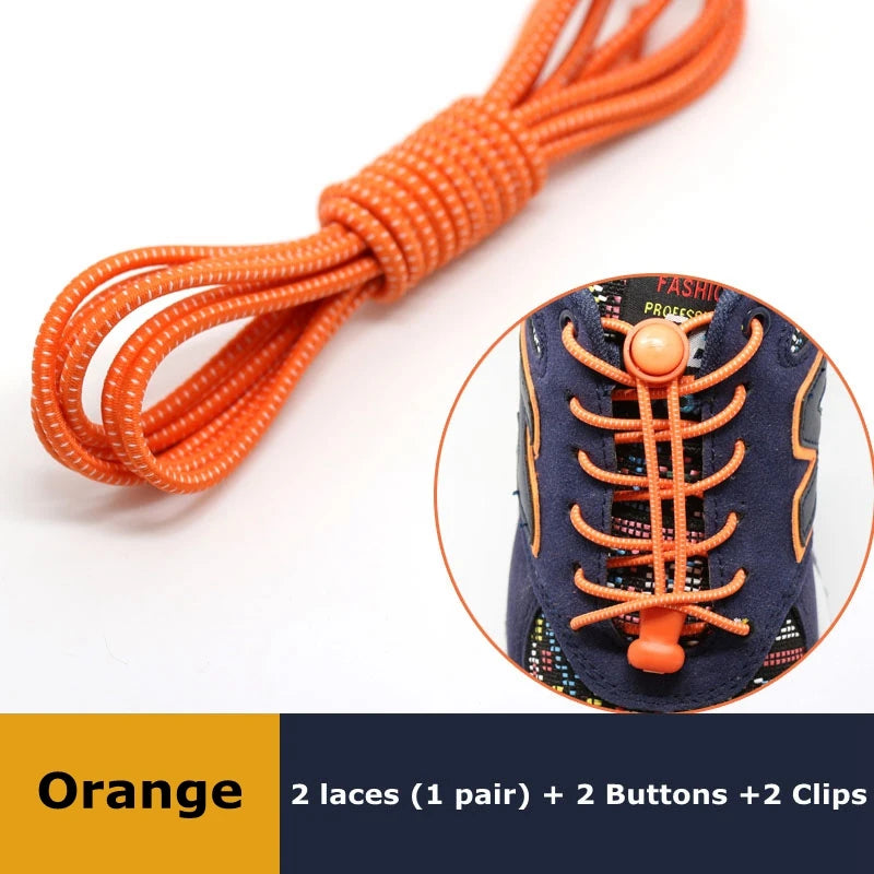 SMATLELF Quick Lace No Tie Shoelaces – 23 Colors Viva Timepiece Orange 100cm  - 33019515033-Orange-100cm-CHINA