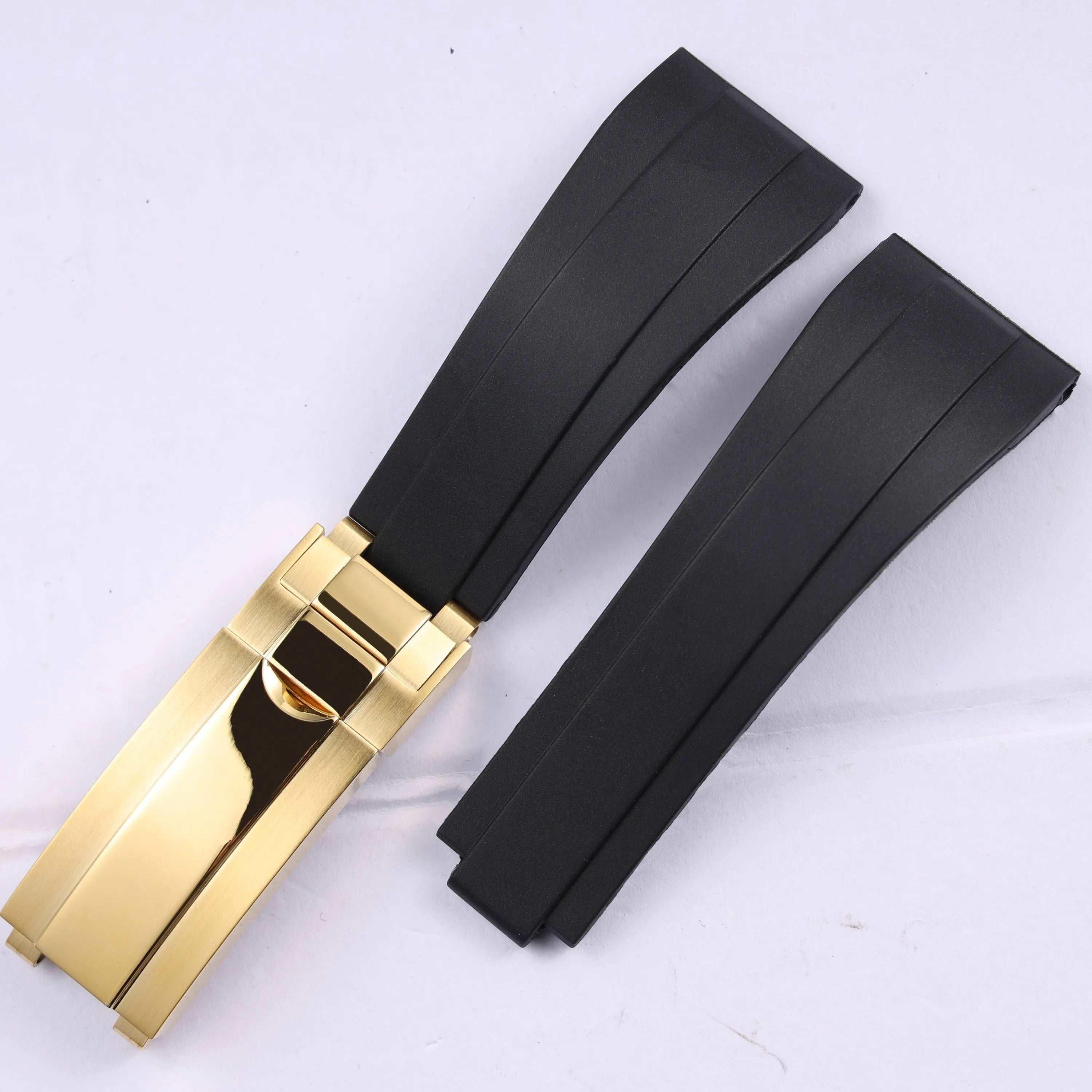 VivaStraps 21mm Glide Lock Micro-Adjust Rubber Watchband gold clasp 7 strap and clasp 21mm - VivaStraps | Viva Timepiece