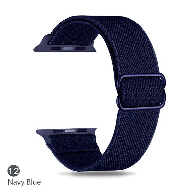 Scrunchie Adjustable Elastic Nylon Apple Watch Bands For All Series navy blue Watch Accessories - VivaStraps