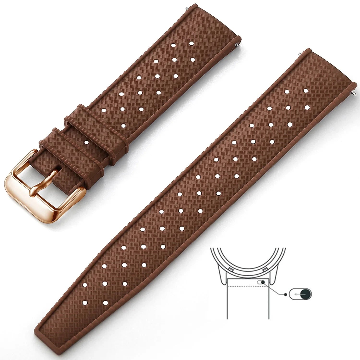 Tropical Silicone Strap Quick Release Watch Strap for Oris Seiko Citizen Viva Timepiece Coffee Rose Gold 18mm  - 1005004596402654-Coffee Rose Gold-18mm