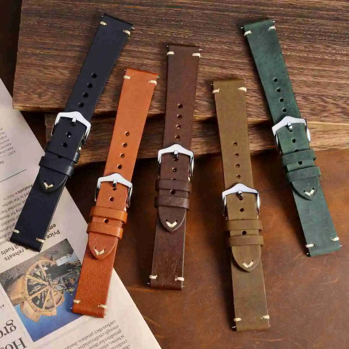 Crazy Horse Leather Watch Strap Bands,18mm 20mm 22mm