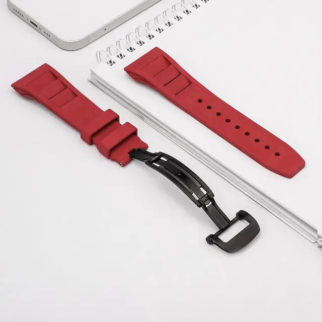 Luxury Carbon Fiber Case and Strap Mod Kit for Apple Watch Series 10 Replacement Band Red Watch Accessories - Viva Timepiece