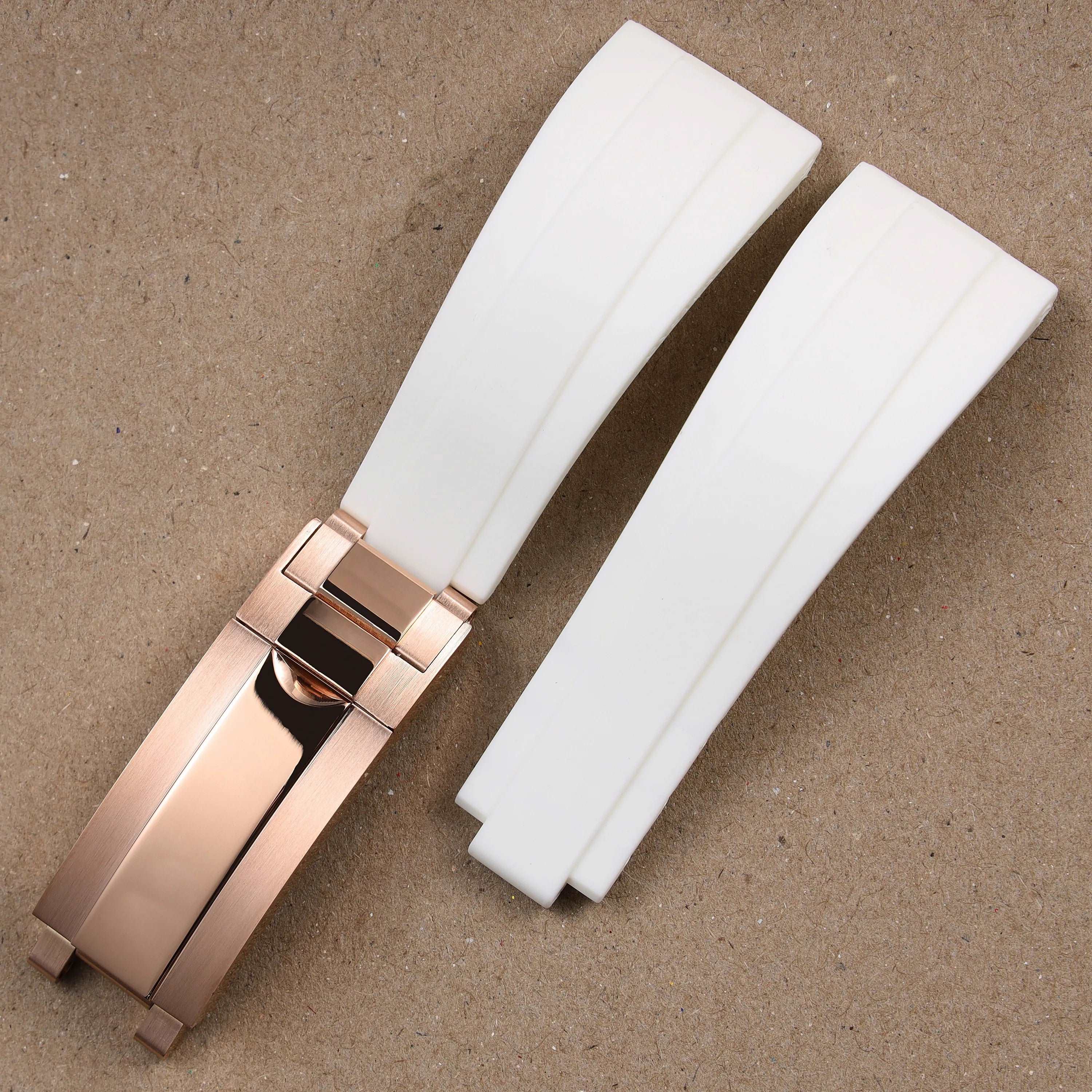 VivaStraps 21mm Glide Lock Micro-Adjust Rubber Watchband rosegold clasp 8 strap and clasp 21mm - VivaStraps | Viva Timepiece