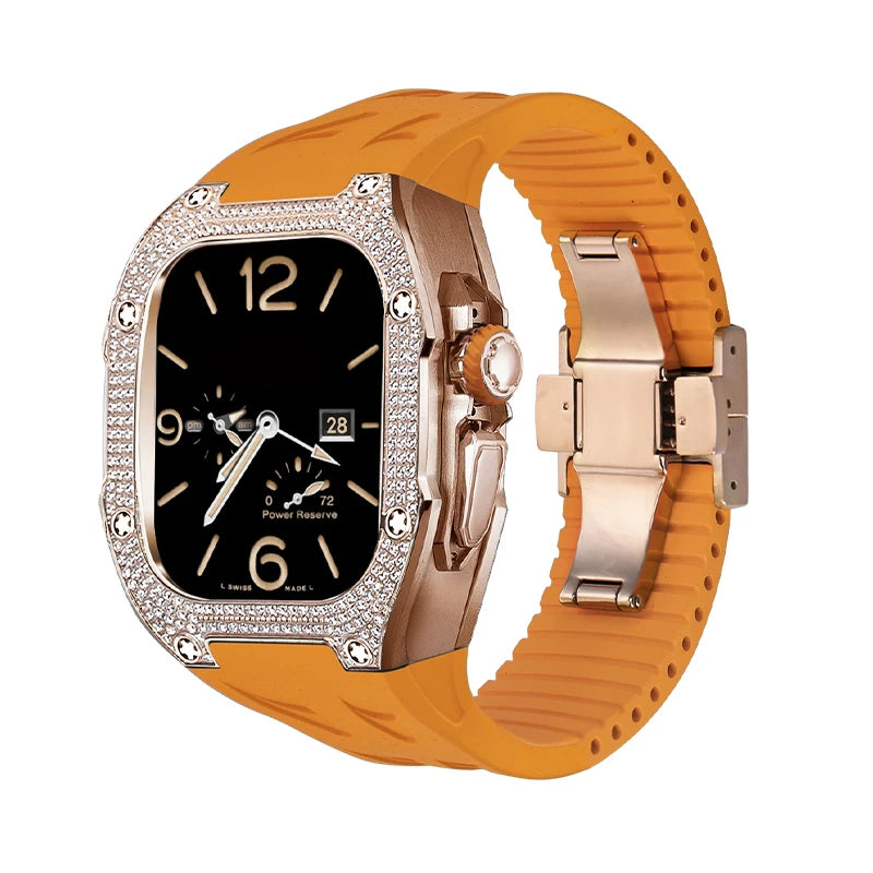 RM049Ti Diamond Titanium Mod Kit for Apple Watch Ultra 49mm Rose-Orange strap - Viva Timepiece | Viva Timepiece