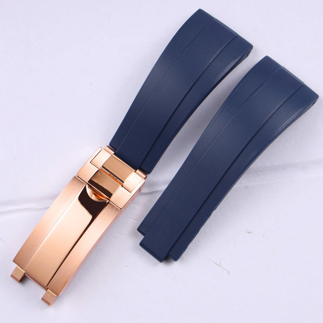 VivaStraps 20mm Glide Lock Micro-Adjust Rubber Watchband rosegold clasp 1 strap and clasp 20mm Watch Accessories - VivaStraps