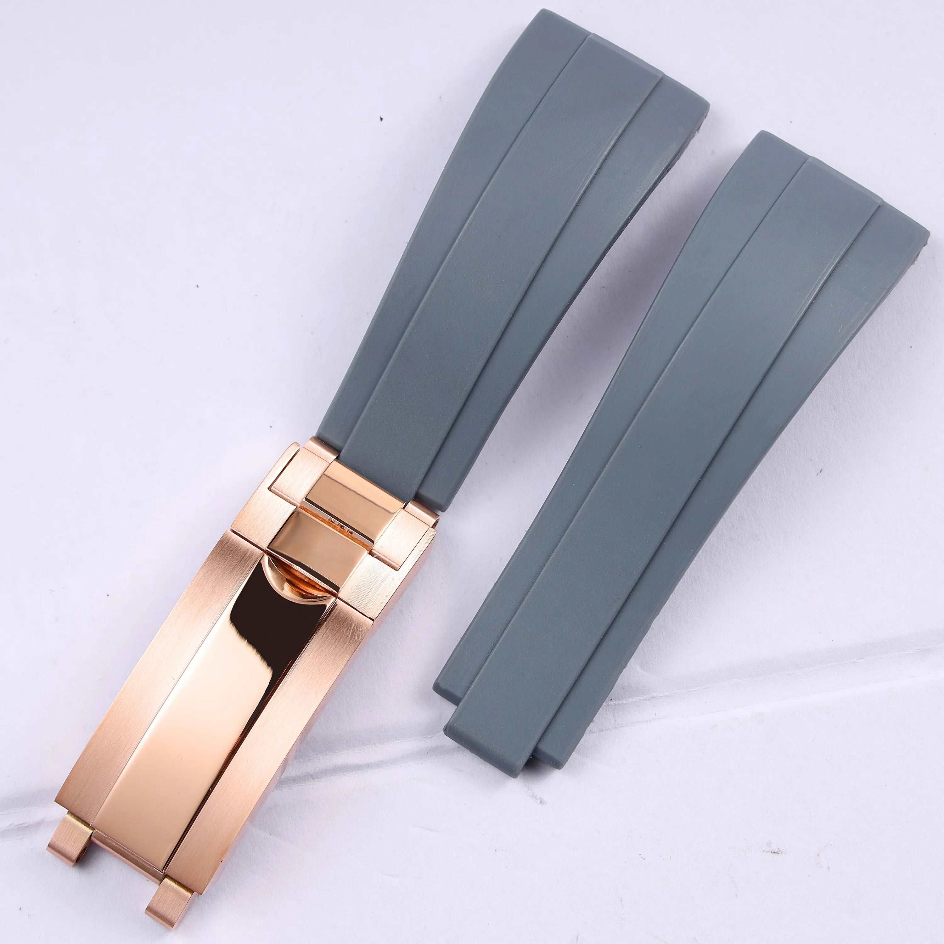 VivaStraps 21mm Glide Lock Micro-Adjust Rubber Watchband rosegold clasp 6 strap and clasp 21mm - VivaStraps | Viva Timepiece