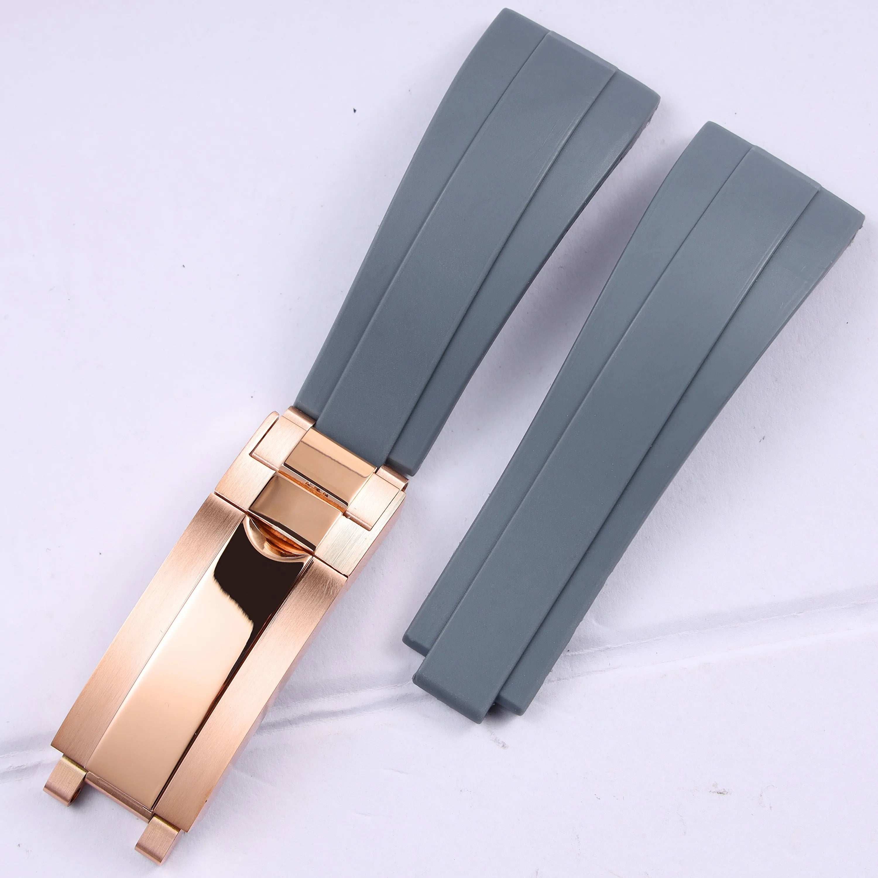 VivaStraps 20mm Glide Lock Micro-Adjust Rubber Watchband rosegold clasp 6 strap and clasp 20mm Watch Accessories - VivaStraps