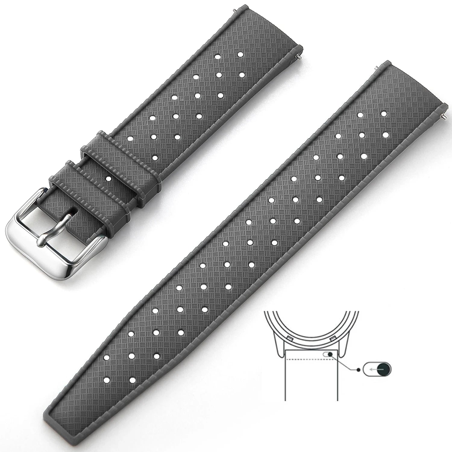 Tropical Silicone Strap Quick Release Watch Strap for Oris Seiko Citizen Viva Timepiece Gray Silver 20mm  - 1005004596402654-Gray Silver-20mm