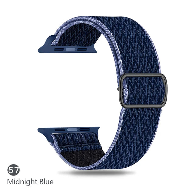 Scrunchie Adjustable Elastic Nylon Apple Watch Bands For All Series two-color blue W - VivaStraps | Viva Timepiece