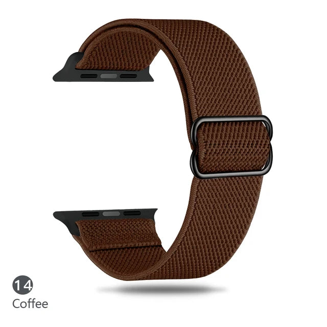 Scrunchie Adjustable Elastic Nylon Apple Watch Bands For All Series coffee - VivaStraps | Viva Timepiece