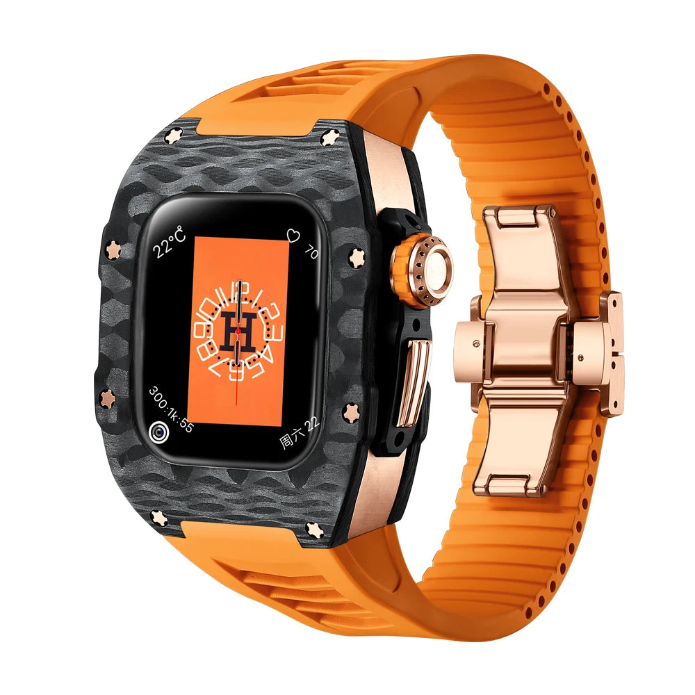 TI9000C Carbon Fiber Case Mod Kit for Apple Watch 40mm 41mm Viva Timepiece Rose gold-orange For iWatch 40/41 mm  - 1005007472785698-Rose gold-orange-Foriwatch40MMor41MM