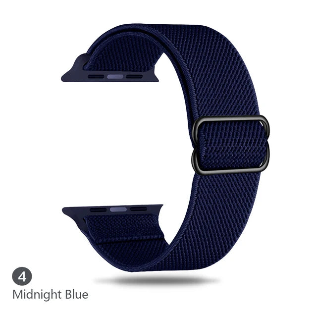 Scrunchie Adjustable Elastic Nylon Apple Watch Bands For All Series midnight blue Watch Accessories - VivaStraps