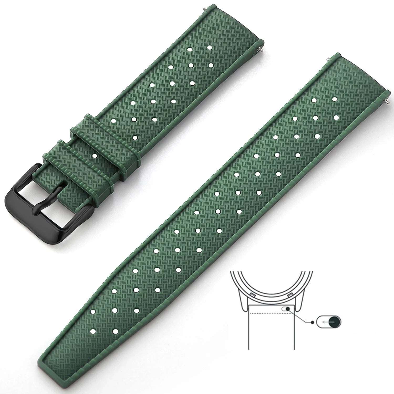 Tropical Silicone Strap Quick Release Watch Strap for Oris Seiko Citizen Army Green Black Watch Accessories - VivaStraps