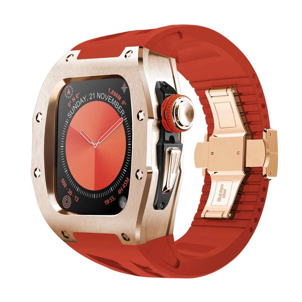 RM-7013SS Luxury Stainless Steel Mod Kit For Apple Watch S10 (46mm) R Red Strap Series 10 46mm - Viva Timepiece | Viva Timepiece