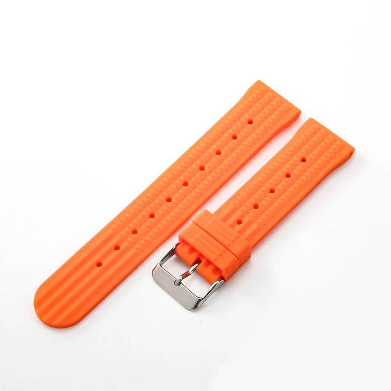 Premium Soft Rubber Waffle Universal Replacement Watch Band Viva Timepiece orange 22mm  - 1005005993555163-orange-22mm