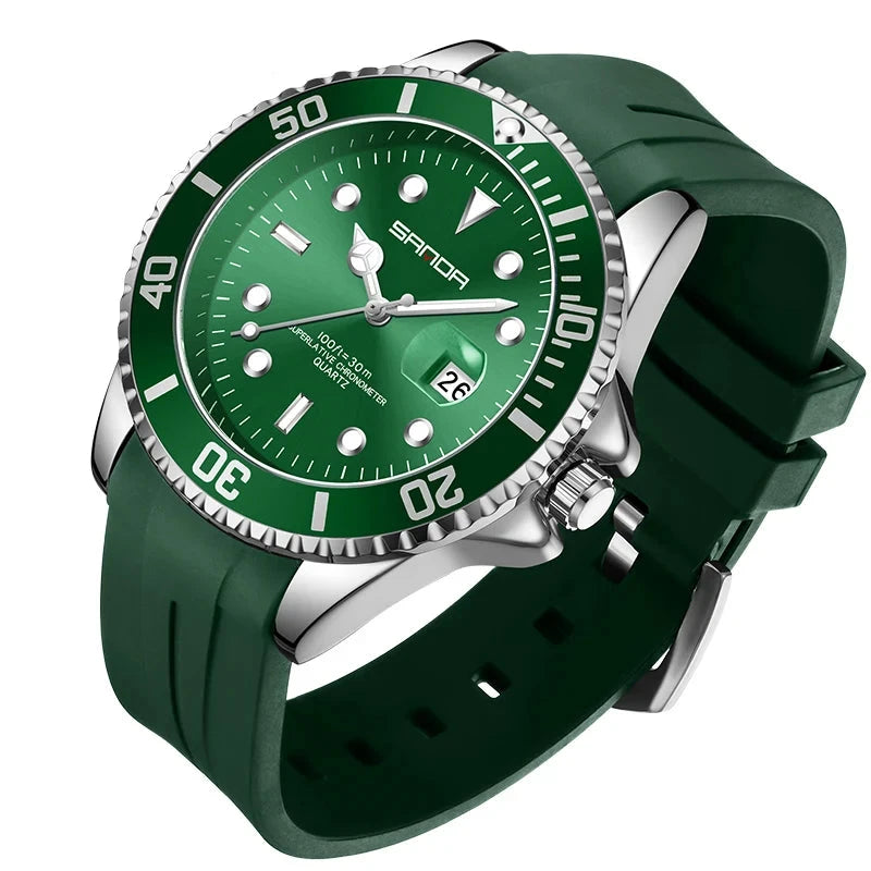 Sanda Submariner Date Quartz Homage Watch Sanda Green   - 1005005409891472-green-CHINA