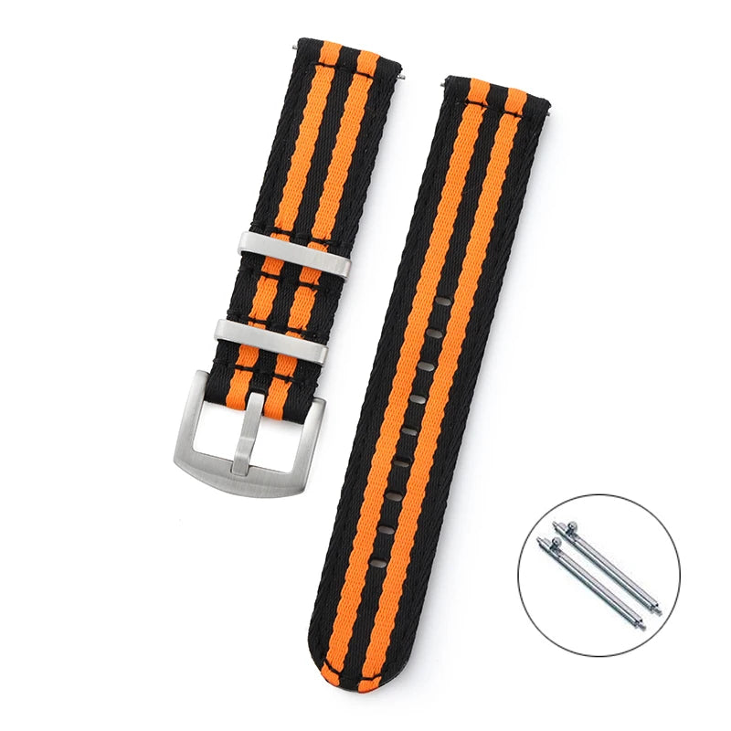 Premium Smooth Soft Canvas Sport Universal Replacement Band Viva Timepiece A18.Black orange 20mm  - 1005004841277984-A18.Black orange-20mm