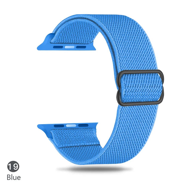 Scrunchie Adjustable Elastic Nylon Apple Watch Bands For All Series blue - VivaStraps | Viva Timepiece