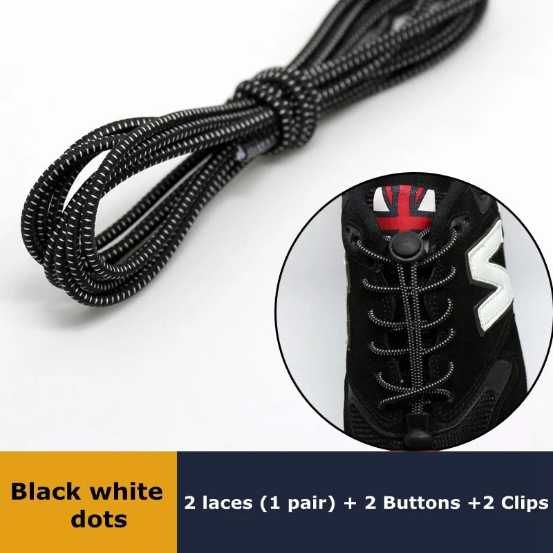 SMATLELF Quick Lace No Tie Shoelaces – 23 Colors Viva Timepiece Black white point 100cm  - 33019515033-Black white point-100cm-CHINA