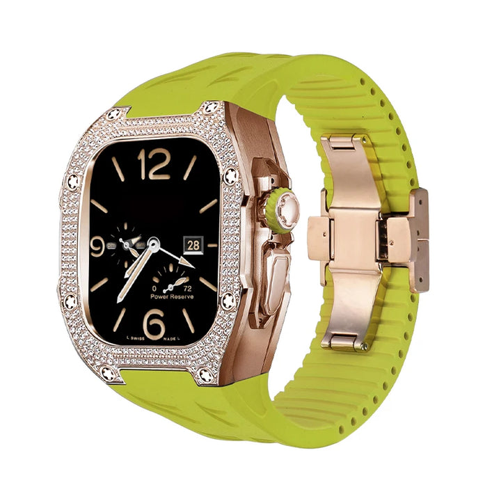 RM049Ti Diamond Titanium Mod Kit for Apple Watch Ultra 2 (49mm) Rose-Green Strap Watch Accessories - Viva Timepiece