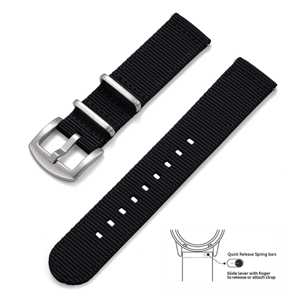 High-Quality Quick Release Nylon Replacement Watch Strap Bracelet Viva Timepiece Black 18mm  - 1005006849833225-Black-18mm