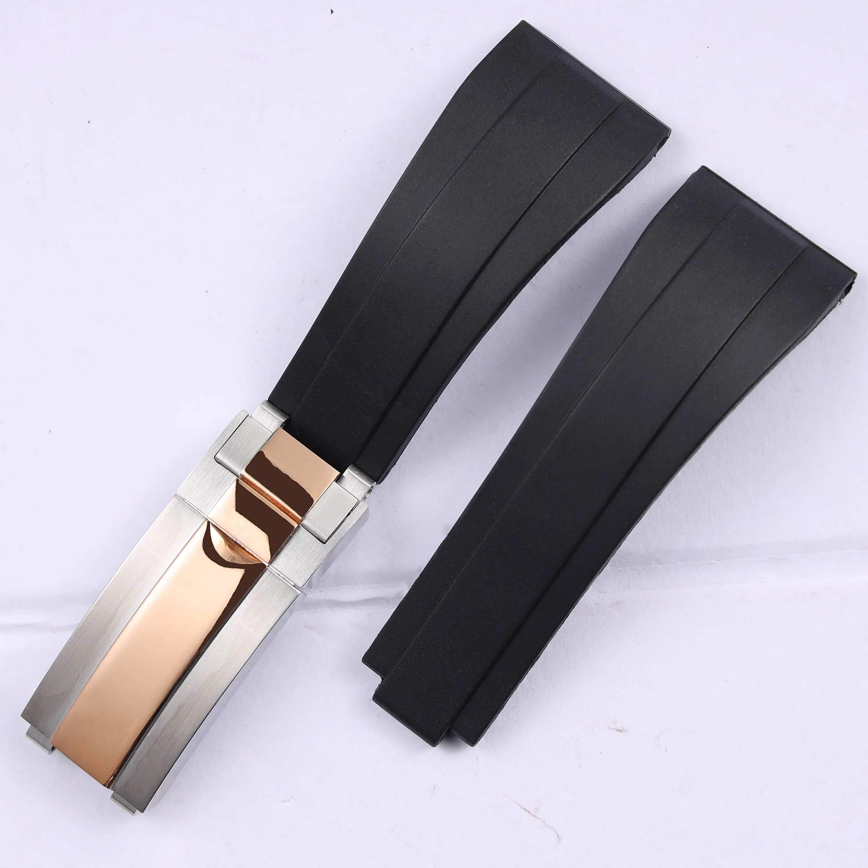 VivaStraps 20mm Glide Lock Micro-Adjust Rubber Watchband mid rosegold clasp 7 strap and clasp 20mm - VivaStraps | Viva Timepiece