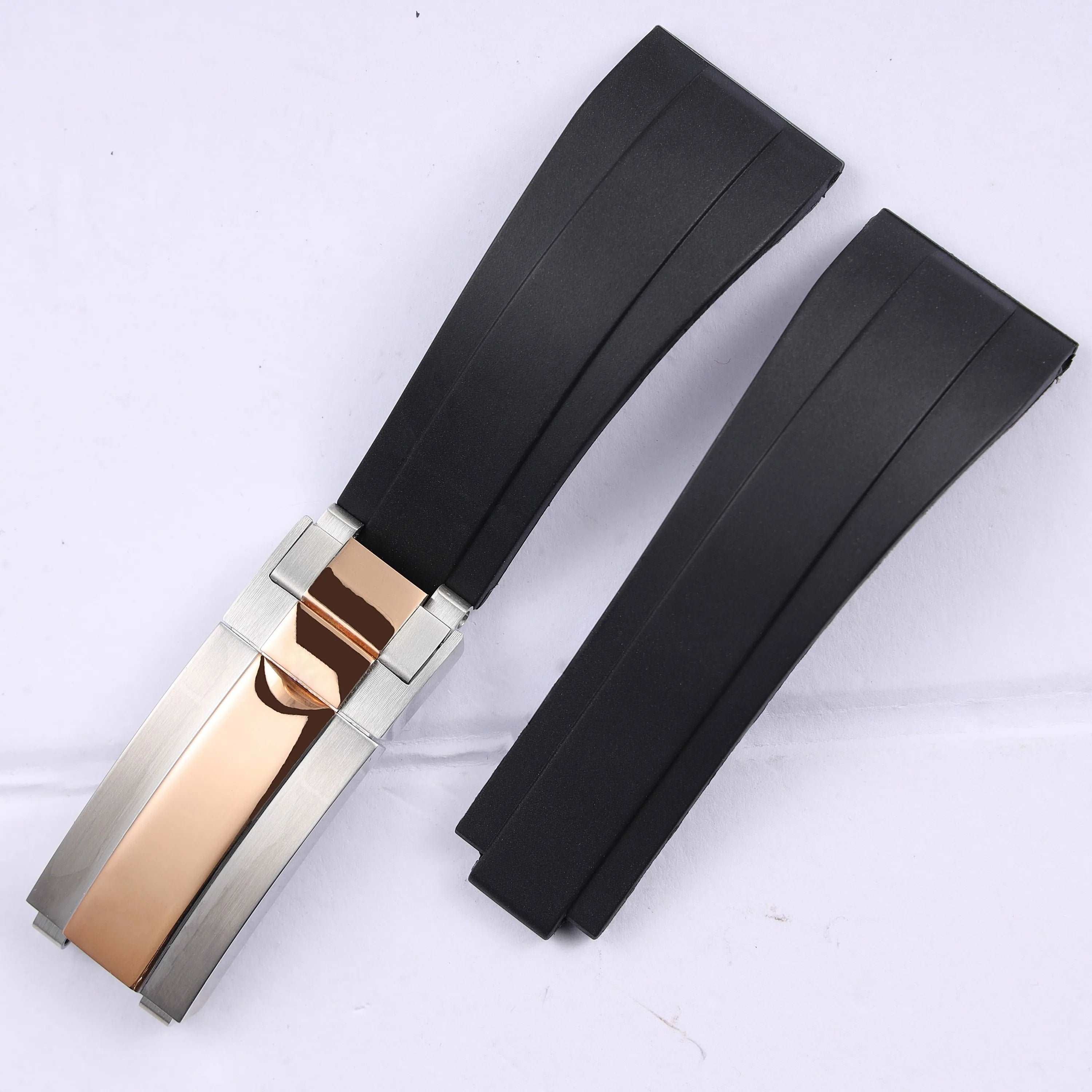 VivaStraps 21mm Glide Lock Micro-Adjust Rubber Watchband mid rosegold clasp 7 strap and clasp 21mm - VivaStraps | Viva Timepiece