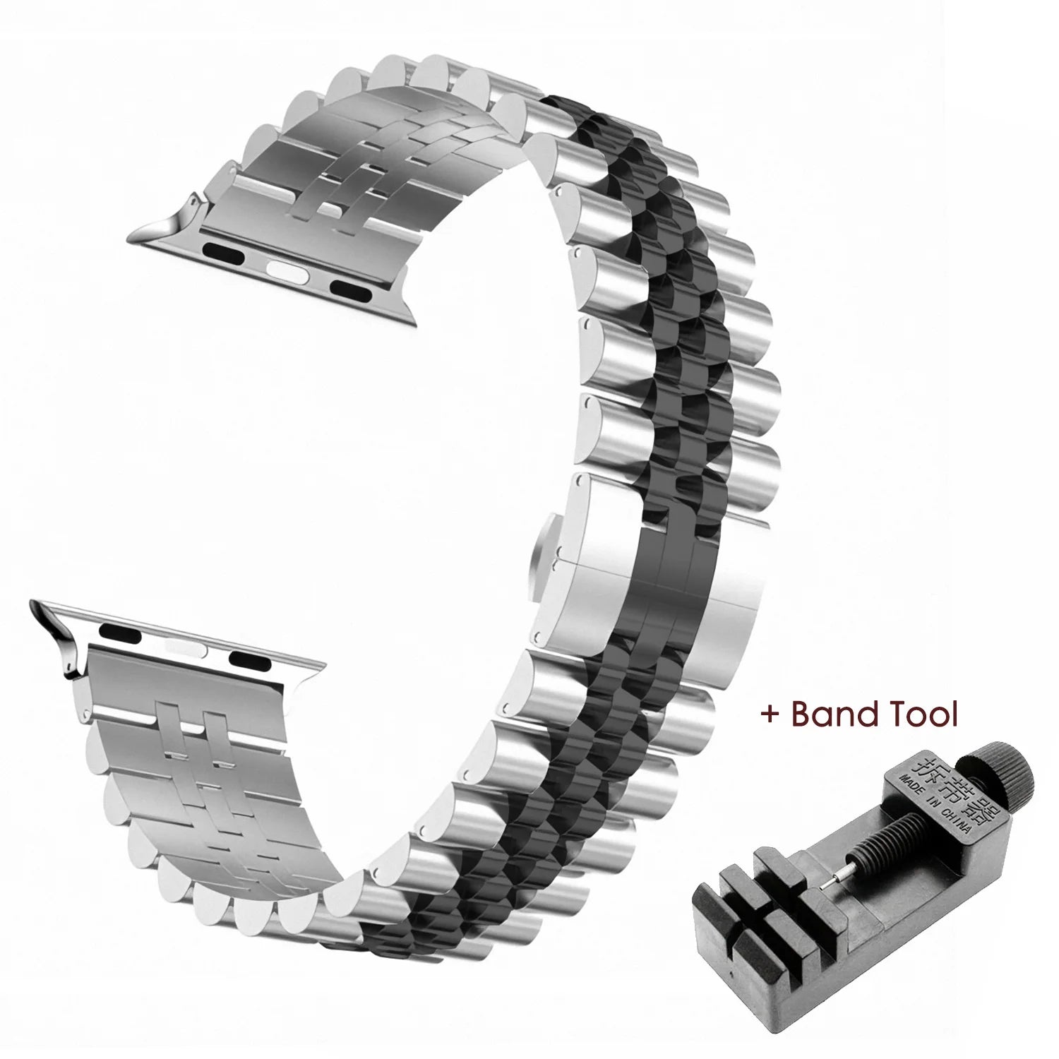 RRX Jubilee Replacement Steel Bracelet Apple Watch Bands Viva Timepiece Silver Black Tool 42mm 44mm 45mm  49MM  - 1005001645201199-Silver Black Tool-42mm 44mm 45mm  49MM-CHINA