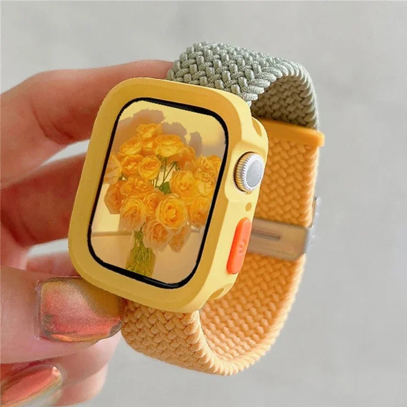 Candy Silicone Case with Nylon Correa Belt Strap For Apple Watch Viva Timepiece    - 