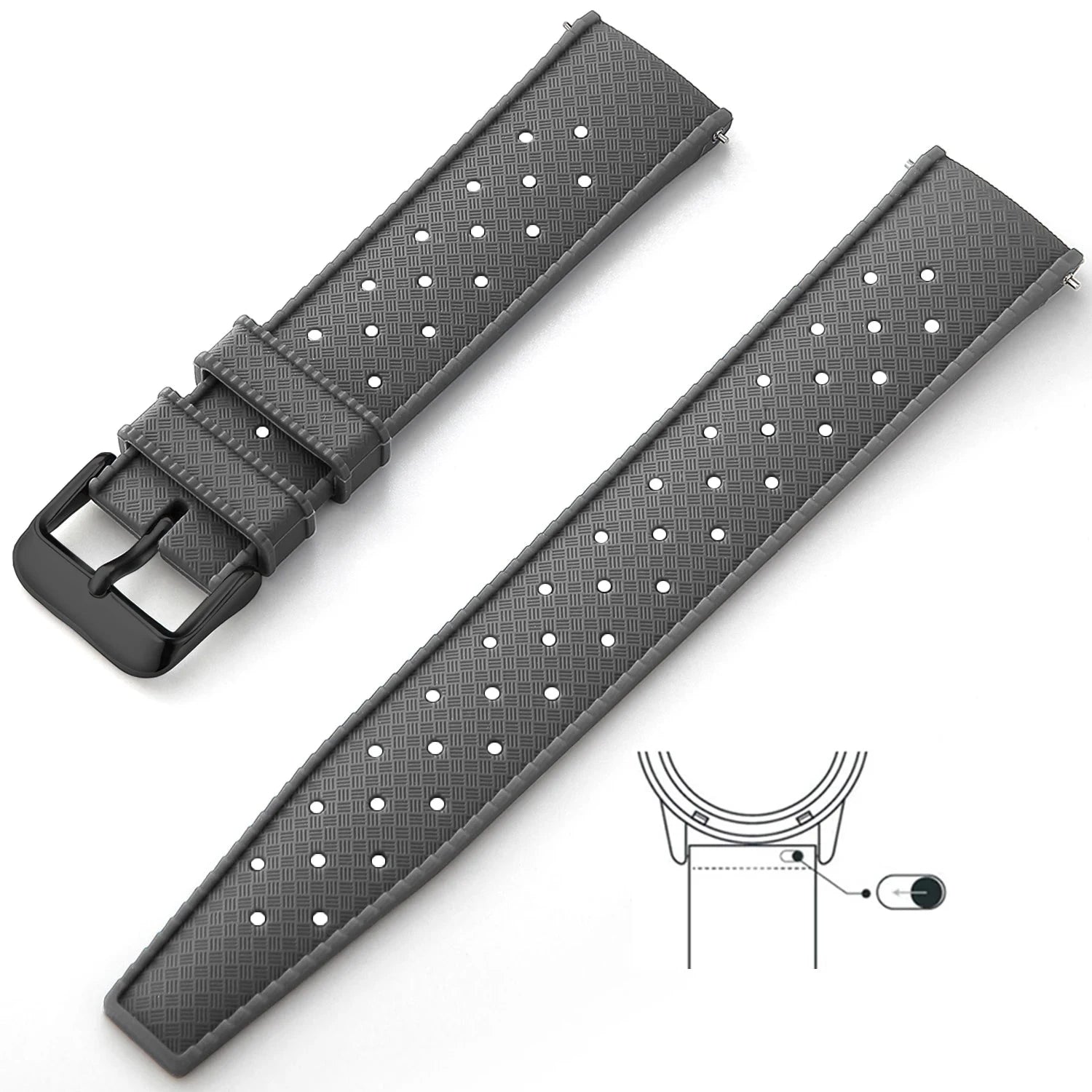 Tropical Silicone Strap Quick Release Watch Strap for Oris Seiko Citizen Viva Timepiece Gray Black 22mm  - 1005004596402654-Gray Black-22mm