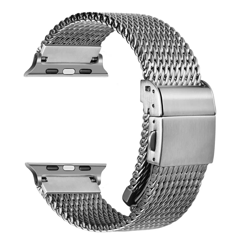 Premium Mesh Milanese 316L Stainless Steel Apple Watch Bands Viva Timepiece Brushed silver 49mm Ultra  - 1005006125142155-Brushed silver-49mm Ultra