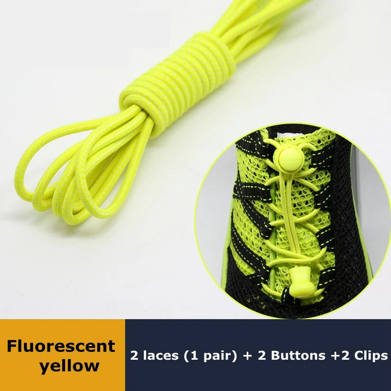 SMATLELF Quick Lace No Tie Shoelaces – 23 Colors Viva Timepiece Fluorescent yellow 100cm  - 33019515033-Fluorescent yellow-100cm-CHINA