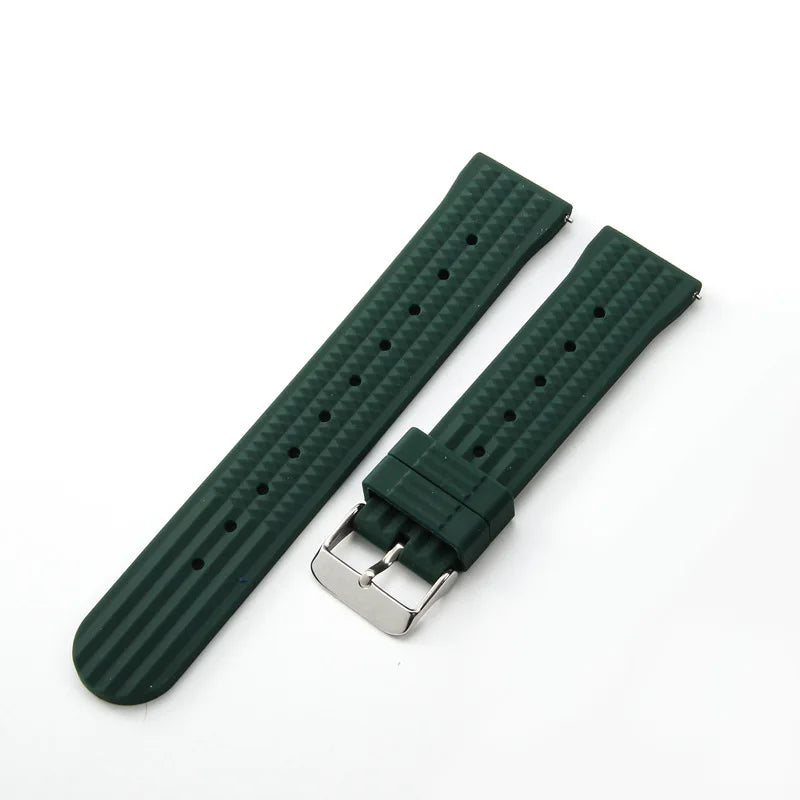 Premium Soft Rubber Waffle Universal Replacement Watch Band Viva Timepiece green 22mm  - 1005005993555163-green-22mm