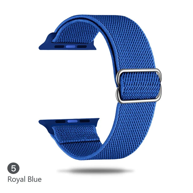 Scrunchie Adjustable Elastic Nylon Apple Watch Bands For All Series royal blue Watch Accessories - VivaStraps