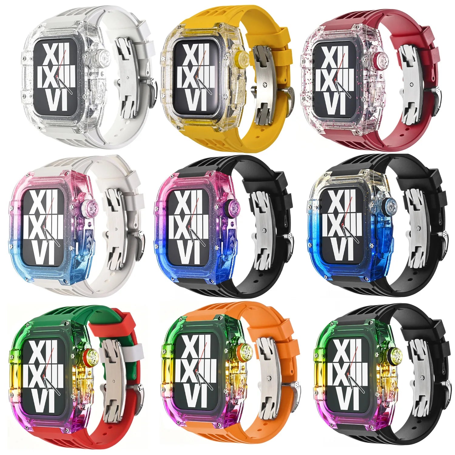 Rainbow Transparent Case Mod Kit for Apple Watch Viva Timepiece    - 