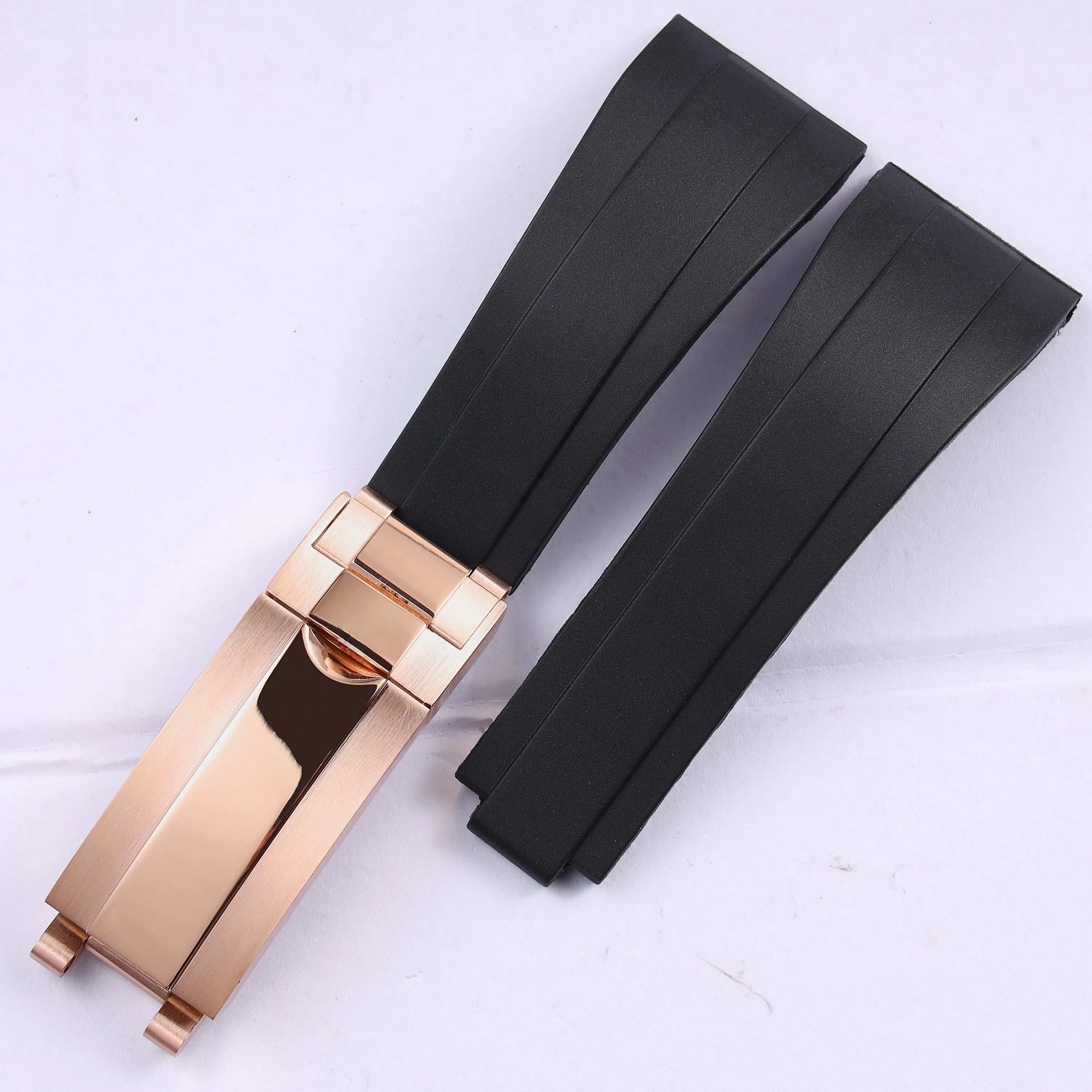 VivaStraps 20mm Glide Lock Micro-Adjust Rubber Watchband rosegold clasp 7 strap and clasp 20mm - VivaStraps | Viva Timepiece