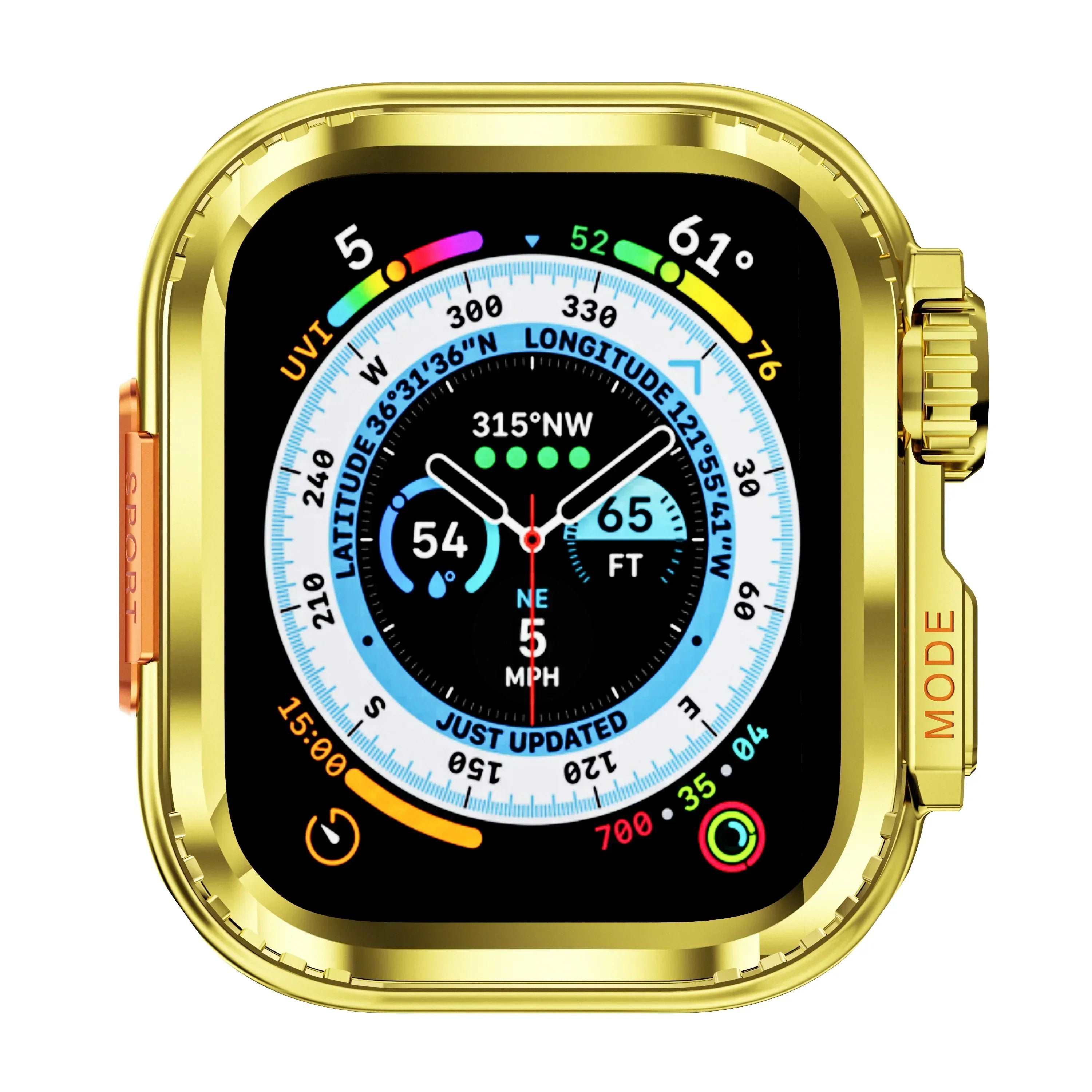 Rugged Metal Cover for Apple Watch 10 & Ultra Series Protective Stylish Case Gold - Viva Timepiece | Viva Timepiece